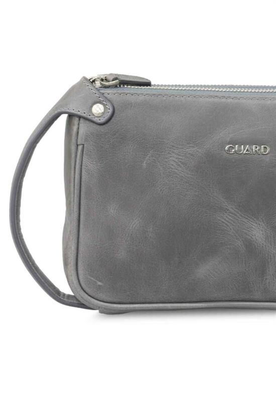 Guard Antik Gri Unisex Çift Fermuarlı El Çantası