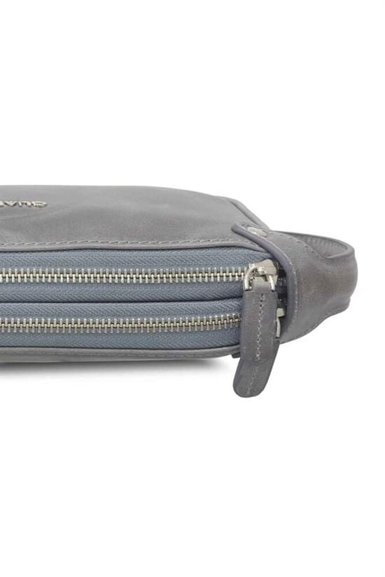 Guard Antik Gri Unisex Çift Fermuarlı El Çantası