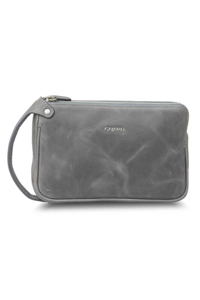 Guard Antik Gri Unisex Çift Fermuarlı El Çantası
