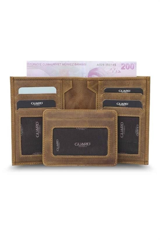 Guard Antik Taba Gizli Kartlıklı  Deri Erkek Cüzdanı