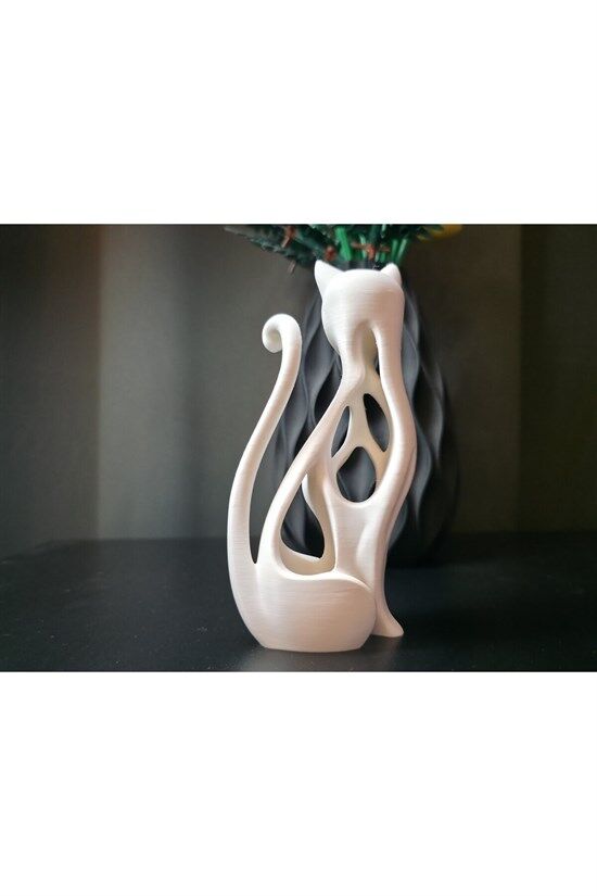 Modern Soyut İçi Boş Kedi Figürü - 3D Baskı Dekoratif Heykel