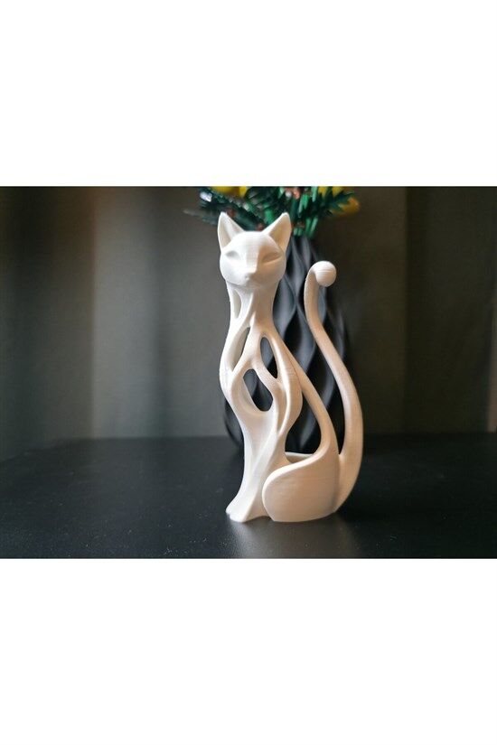 Modern Soyut İçi Boş Kedi Figürü - 3D Baskı Dekoratif Heykel