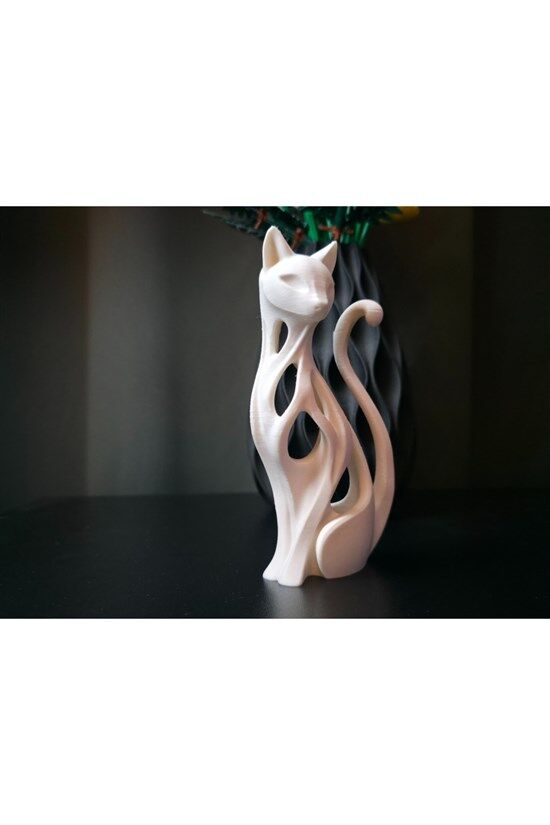 Modern Soyut İçi Boş Kedi Figürü - 3D Baskı Dekoratif Heykel