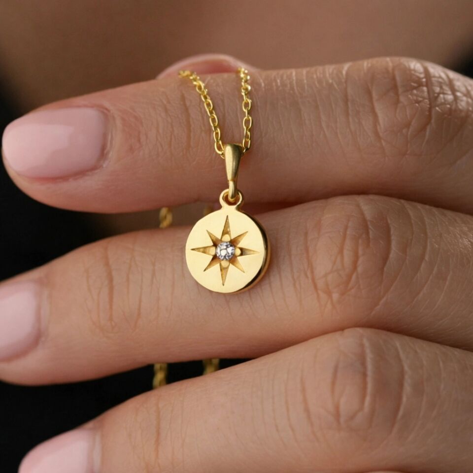 Gümüş Gold Minimal Yıldız Kadın Kolye