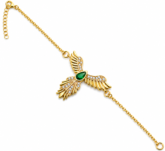 Gümüş Anka Kuşu Figürlü Gold Kadın Bileklik