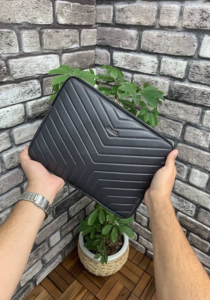 Guard Antrasit Üçgen Desen  Clutch Çanta