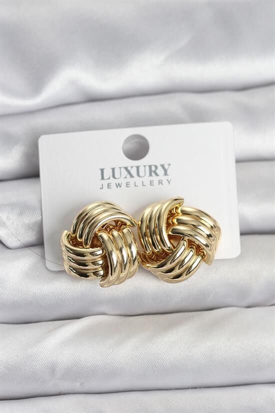 Pirinç Sarmal Gold Renk Kadın Küpe