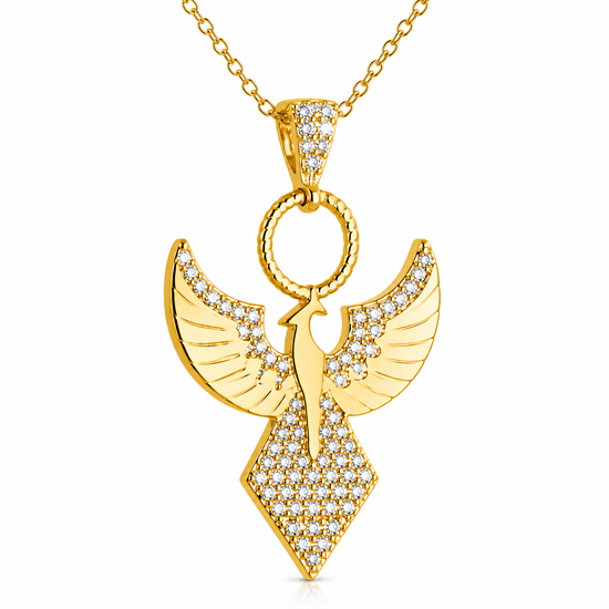 Gümüş Gold Zirkon Taşlı Anka Kuşu Kadın Kolye