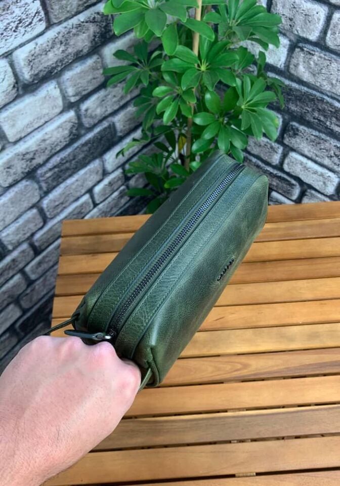 Guard Antik Yeşil  Unisex Deri El Çantası