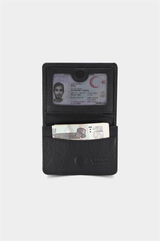 Guard Mıknatıslı Küçük Boy Mat Siyah Deri Kartlık/Kartvizitlik