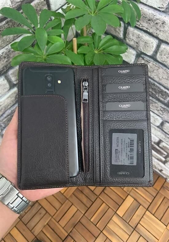 Guard Chelsea Kahverengi Telefon Bölmeli Deri El Portföy