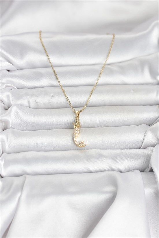 316L Çelik Zincir Gold Renk Zirkon Taşlı Deniz Kızı Model Kadın Kolye