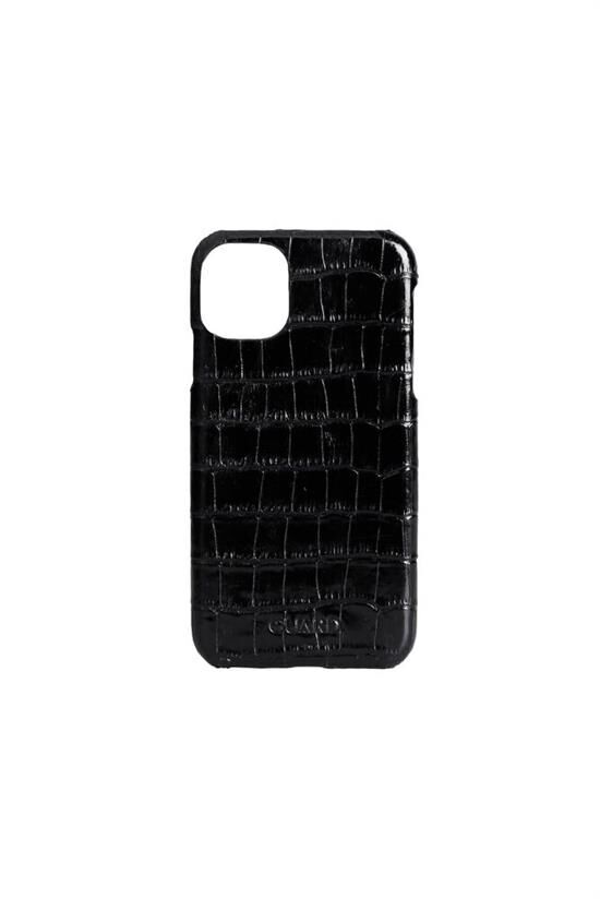 Guard Siyah Croco iPhone 11 Hakiki Deri Telefon Kılıfı