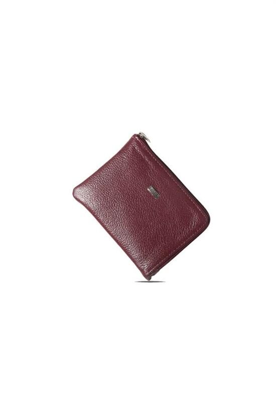 Guard Fermuarlı İnce Bordo Unisex Deri Cüzdan