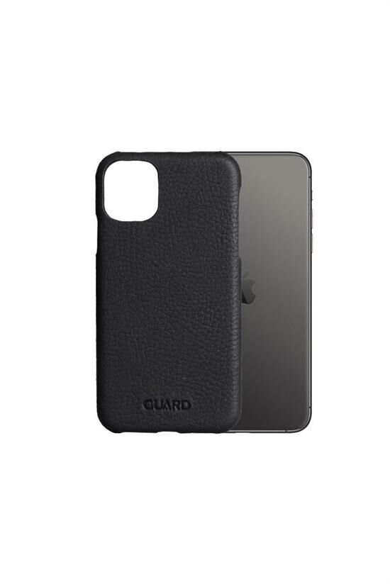 Guard Mat Siyah iPhone 11 Hakiki Deri Telefon Kılıfı