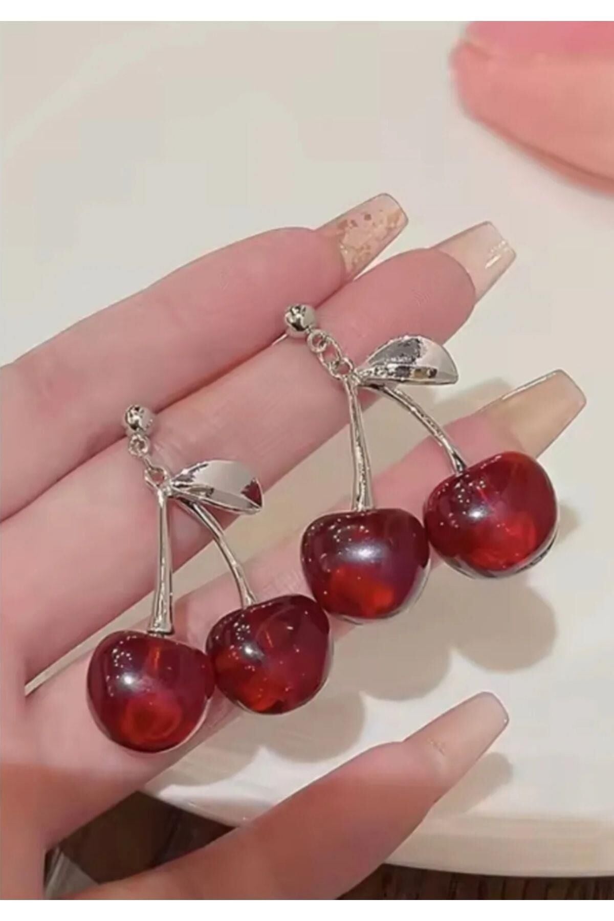 Gümüş Twin Cherry Kiraz Küpe