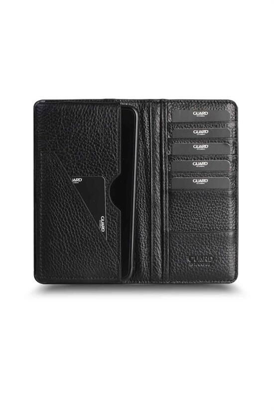 Guard Telefon Girişli Siyah Deri Unisex Cüzdan