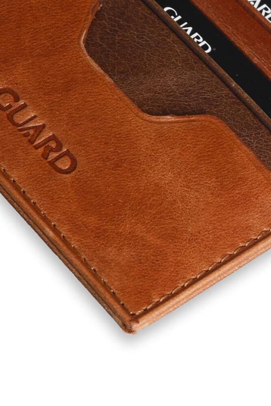 Guard Antik Taba - Kahverengi Çift Renk Hakiki Deri Kartlık