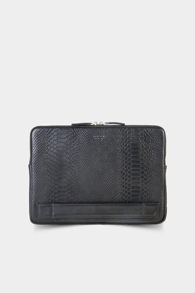 Guard Siyah Piton Baskı Deri Clutch Çanta